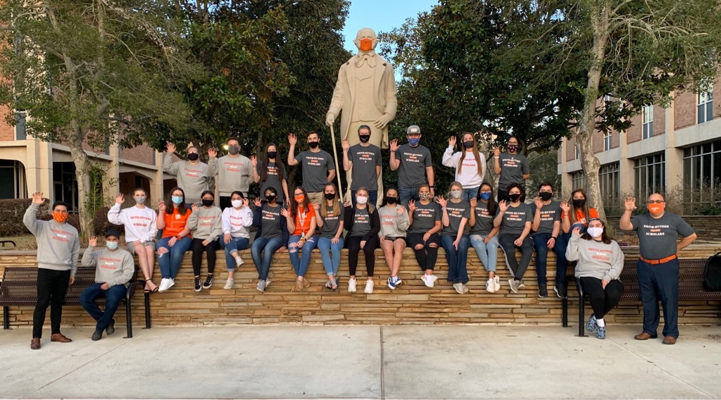 Smith-Hutson Scholars with Sam Houston.
